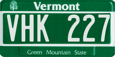 VT license plate VHK227