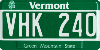 VT license plate VHK240