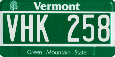 VT license plate VHK258