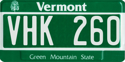 VT license plate VHK260