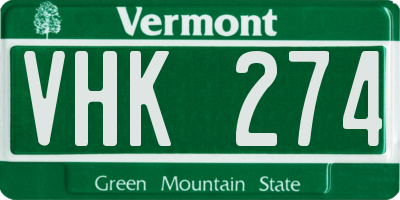 VT license plate VHK274