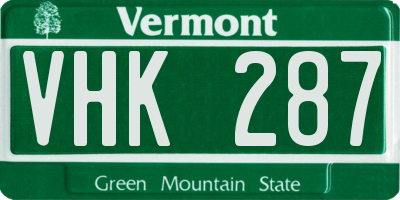 VT license plate VHK287