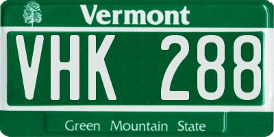 VT license plate VHK288