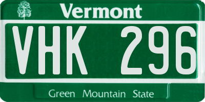 VT license plate VHK296