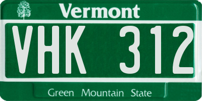 VT license plate VHK312