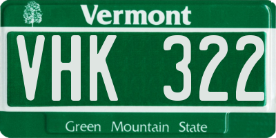 VT license plate VHK322
