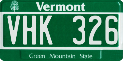 VT license plate VHK326