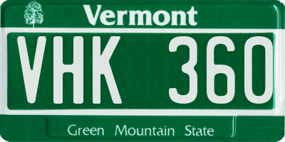 VT license plate VHK360