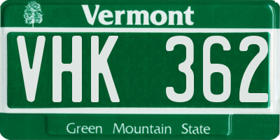 VT license plate VHK362