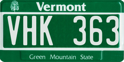 VT license plate VHK363