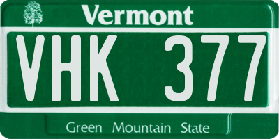 VT license plate VHK377