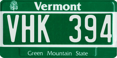 VT license plate VHK394