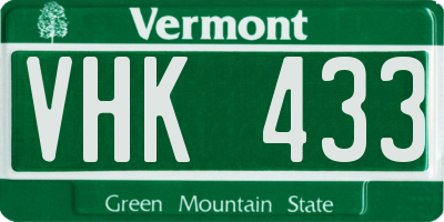 VT license plate VHK433