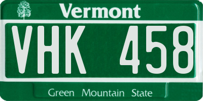 VT license plate VHK458