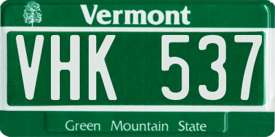 VT license plate VHK537