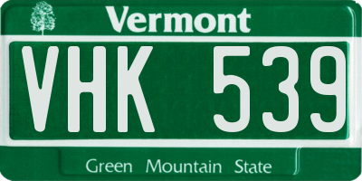 VT license plate VHK539
