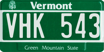 VT license plate VHK543