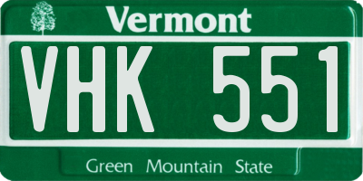 VT license plate VHK551