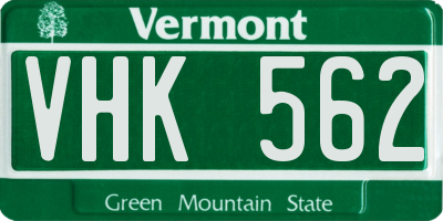 VT license plate VHK562