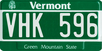 VT license plate VHK596