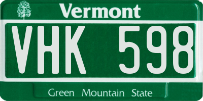 VT license plate VHK598