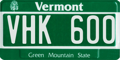VT license plate VHK600