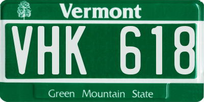 VT license plate VHK618