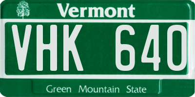 VT license plate VHK640