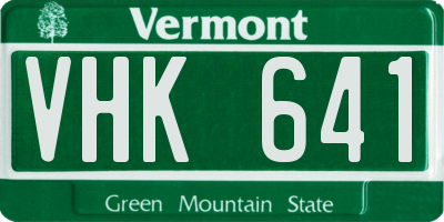 VT license plate VHK641