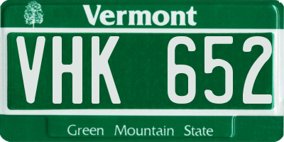 VT license plate VHK652