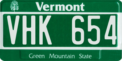 VT license plate VHK654