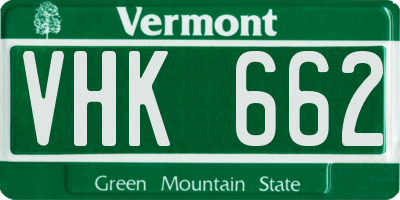 VT license plate VHK662