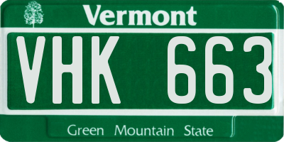 VT license plate VHK663