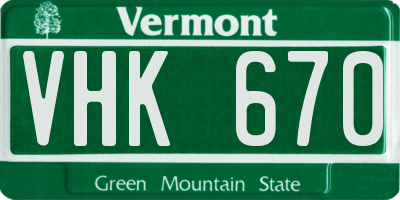 VT license plate VHK670
