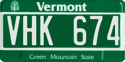 VT license plate VHK674