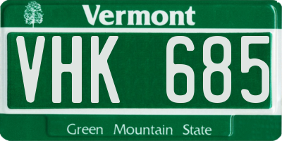 VT license plate VHK685