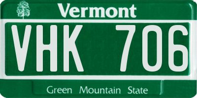 VT license plate VHK706