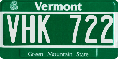 VT license plate VHK722