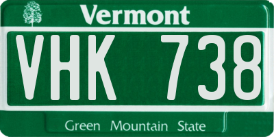 VT license plate VHK738