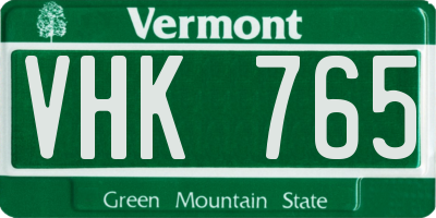 VT license plate VHK765