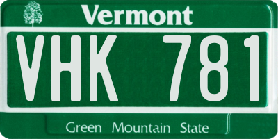 VT license plate VHK781
