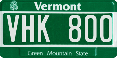 VT license plate VHK800