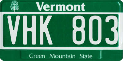 VT license plate VHK803