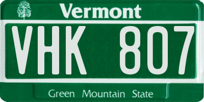 VT license plate VHK807
