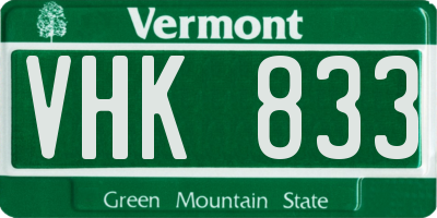 VT license plate VHK833