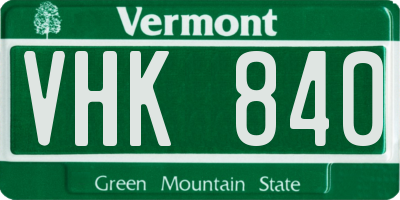 VT license plate VHK840