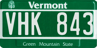 VT license plate VHK843