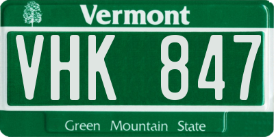 VT license plate VHK847