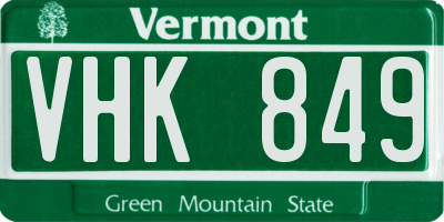 VT license plate VHK849