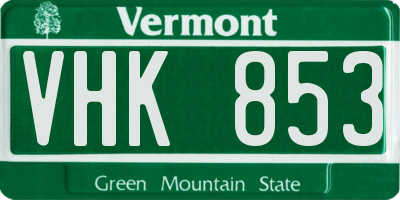 VT license plate VHK853